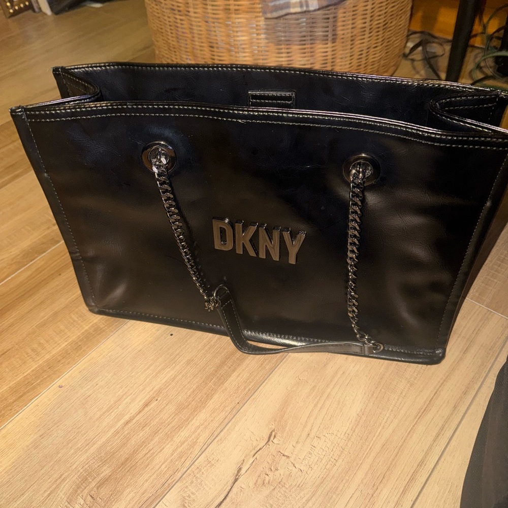 DKNY Sleek Black Chain Tote